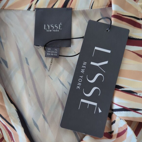 Lysse New‎ York Womens Tunic XL Abstract Print wht grss beige tan Lightweight - Picture 5 of 16